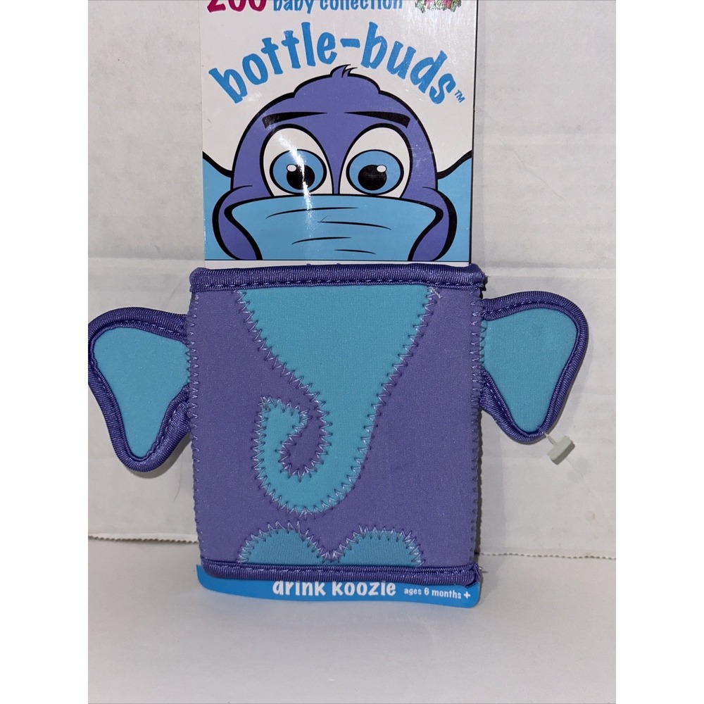 KidKusion Bottle-Bud Koozie Elephant Zoo Baby Collection Neoprene Beverage Hold - Picture 9 of 16